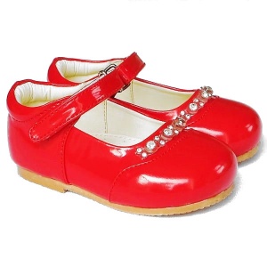 Girls Red Patent Diamante Special Occasion Shoes